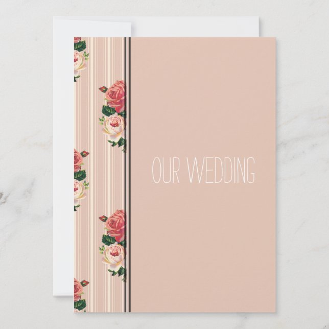 Rosa Blumenstreifen Rose Christlich, religiös Einladung (Rückseite)