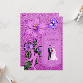 Rosa Blumentextur Islamische Hochzeit Einladung