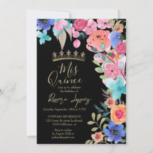 Rosa Blumenwasser-Fotos Quinceanera Einladung