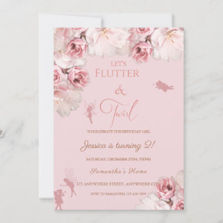 Rosa Blumenwein Geburtstagsparty Einladung