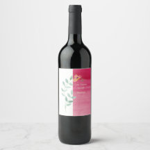 Rosa Blumenweinetiketten