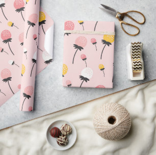 Rosa Blumenwünsche Geschenkpapier