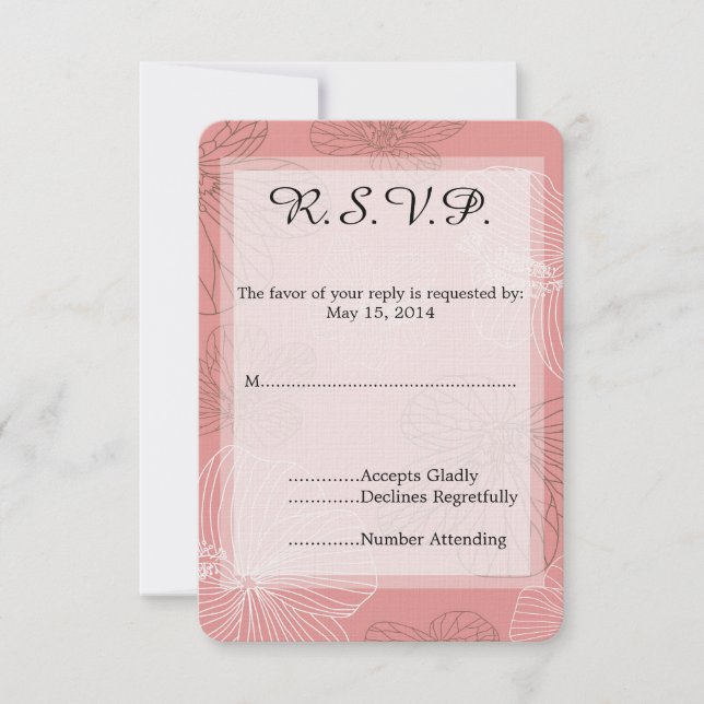 Rosa Blumenzange RSVP Karte (Vorderseite)