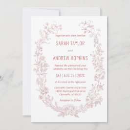 Rosa Blumenzehen Rustikal Bohemisch Einladung