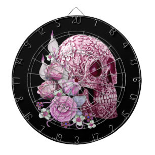 Rosa Blumenzuckerstoff Skull Rosa Blume Dartscheibe