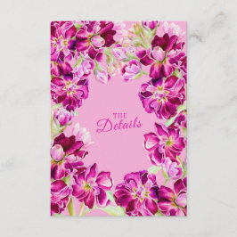 Rosa Blumenzwiebeldetails mit QR-Code Begleitkarte