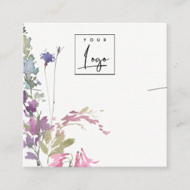 Rosa Blush Blue Bell Bläschen Blumenstanze Nekklam Quadratische Visitenkarte