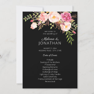 Rosa Blush Blumenzeremonie Programm Schwarz