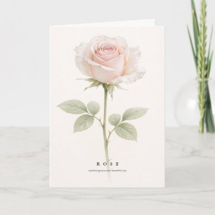 Rosa Blush Botanische Kunst Symbol für Anmut und F Karte