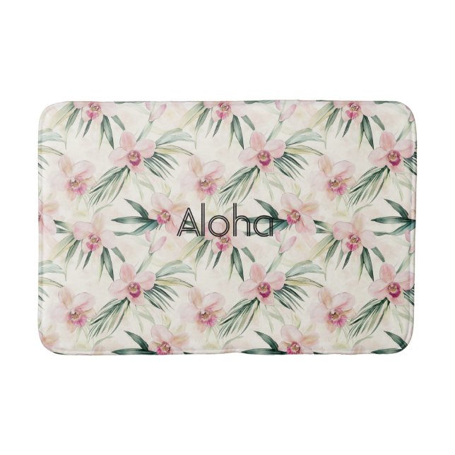 Rosa Blush Cream Orchideen Blumen   Badematte (Vorderseite)