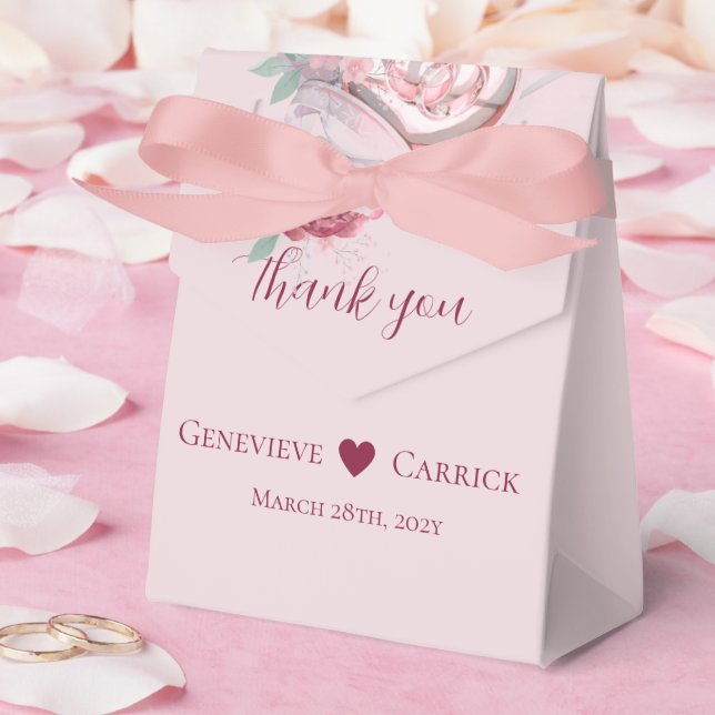 Rosa Blush & Crimson Red Wedding Geschenkschachtel (Hochzeit)
