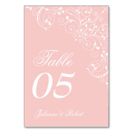 Rosa Blush Eleganter Hochzeitstil Tischnummer