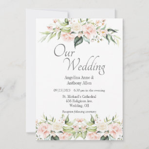 Rosa Blush Eukalyptus Floral Wedding Einladung