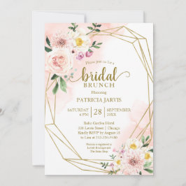 Rosa Blush Floral Gold Geometrie Bridal Brunch Einladung