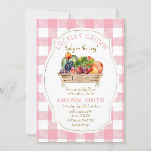 Rosa Blush Frucht Veggies Gingham Baby Dusche Einladung