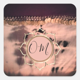 Rosa Blush Gefärbte Krawatte OM Lotus Quadratischer Aufkleber