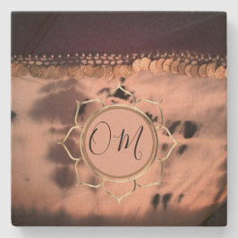 Rosa Blush Gefärbte Krawatte OM Lotus Steinuntersetzer