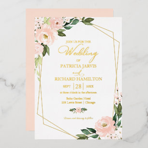 rosa Blush Geometric Wedding Folieneinladung