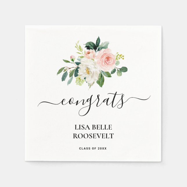 Rosa Blush Girl Abschluss Serviette (Vorderseite)