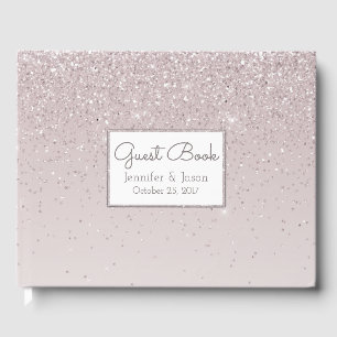 Rosa Blush Glittery Wedding Gästebuch