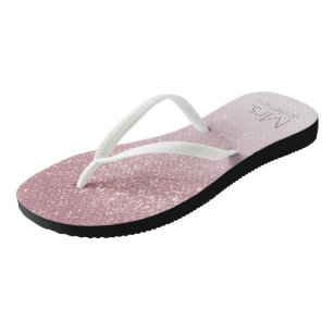 Rosa Blush Glitzer Gradient Frau Verheiratet Flip Flops