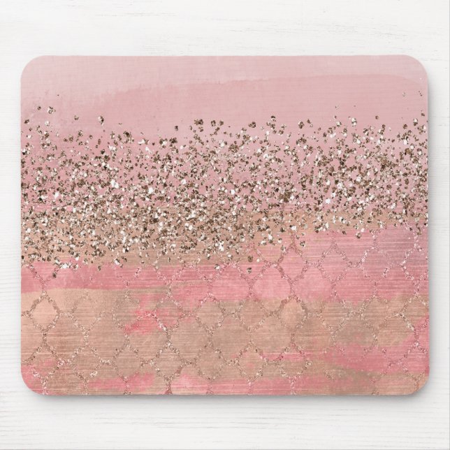 Rosa Blush Glitzer marokkanische Prinzessin Glam Mousepad (Vorne)