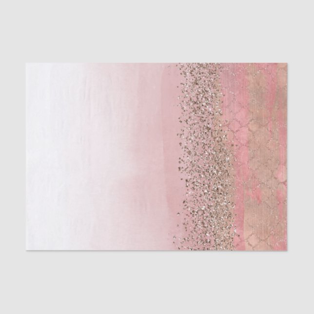 Rosa Blush Glitzer marokkanisches indisches Prince Seidenpapier (Vorderseite)