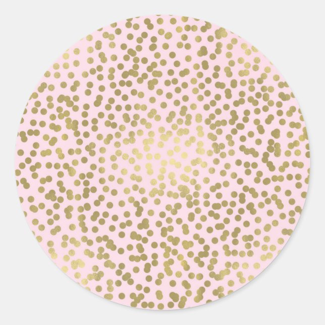 Rosa Blush & Gold Dots Confetti Elegantes schicke  Runder Aufkleber (Vorderseite)