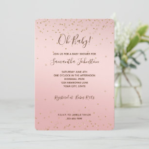Rosa Blush Gold Glitz Confetti Sparkle Kinderdusch Einladung