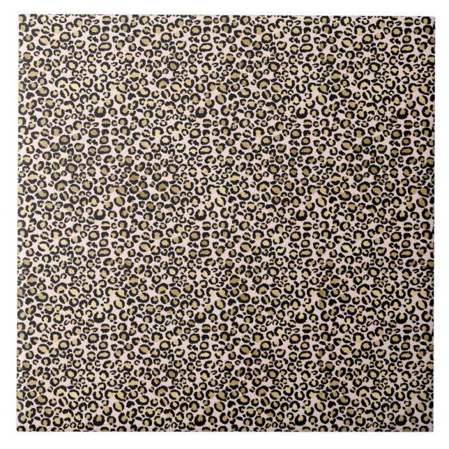 Rosa Blush Gold Leopard Print Fliese (Vorderseite)