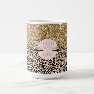 Rosa Blush Gold Leopard Print Kaffeetasse