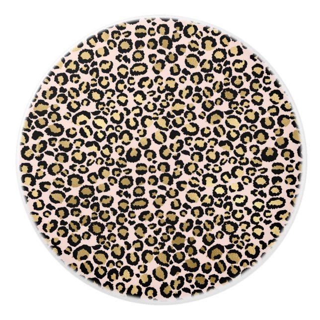 Rosa Blush Gold Leopard Print Keramikknauf (Vorderseite)