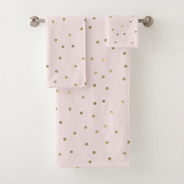 Rosa Blush Gold Sparkle Confetti Badhandtuch Set (Insitu)