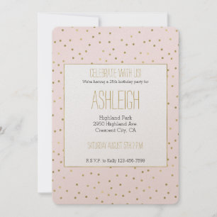 Rosa Blush Gold Sparkle Confetti Geburtstag Einladung