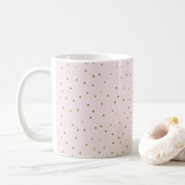 Rosa Blush Gold Sparkle Confetti Kaffeetasse (Mit Donut)
