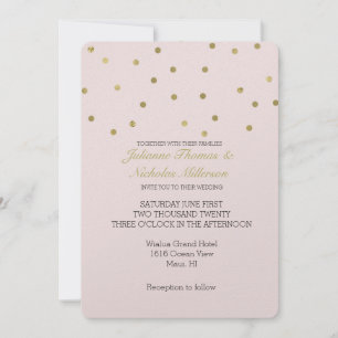 Rosa Blush Gold Sparkle Confetti Wedding Einladung