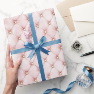 Rosa Blush Gold Tufts Geburtstag Geschenkpapier