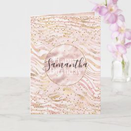 Rosa Blush Gold Zebra Print Glitz Karte