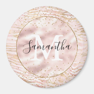 Rosa Blush Gold Zebra Print Glitz Magnet