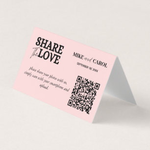 Rosa Blush-Hochzeitskennzeichen mit QR-Code