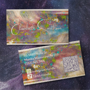 Rosa Blush Holographic Watercolor Rose Gold Girl Visitenkarte