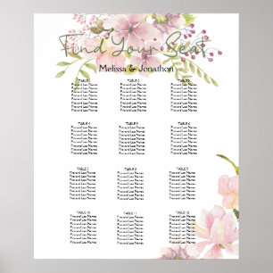 Rosa Blush Magnolia Blumenzwiebelkarte Poster