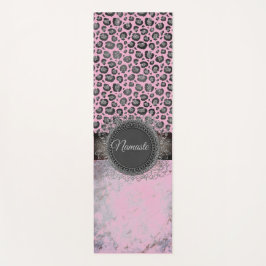 Rosa Blush Marble Glittery Leopard Yogamatte