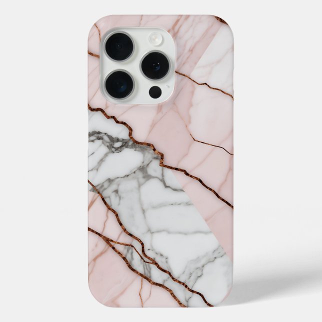 Rosa Blush-Marmor mit Kupferakzenten Case-Mate iPhone Hülle (Rückseite)