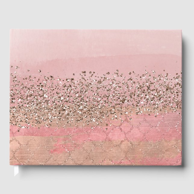 Rosa Blush marokkanische Prinzessin Glam Wedding Gästebuch (Vorderseite)