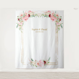 Rosa Blush Peonies Gold Bloom Foto Stand Hochzeit Wandteppich