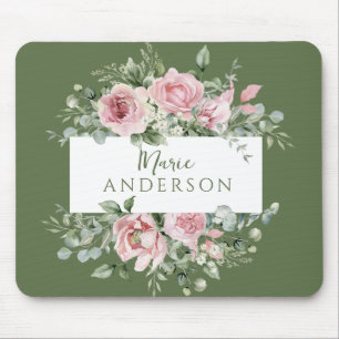 Rosa Blush Pink mit individuellem Namen Mousepad