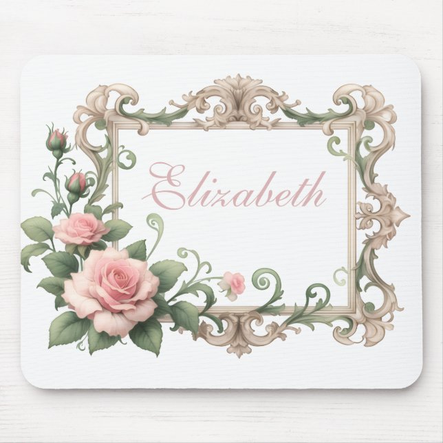 Rosa Blush Pink mit individuellem Namen Mousepad (Vorne)
