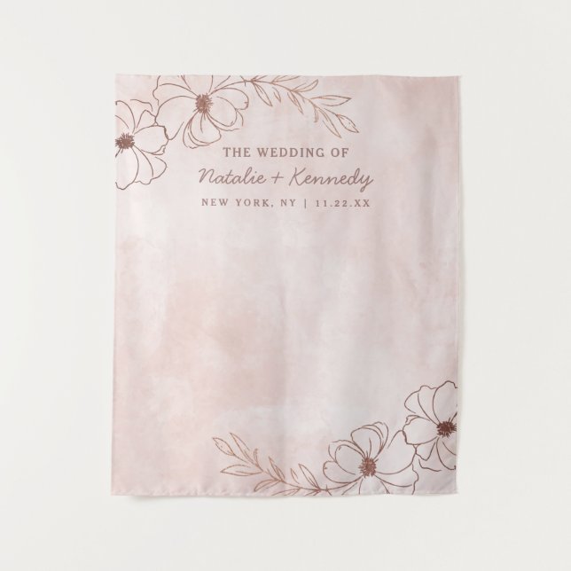 Rosa Blush & Rose Gold Foil Foto Stand Hintergrund Wandteppich (Vorderseite)