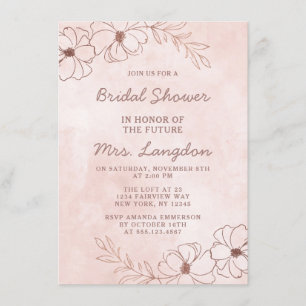Rosa Blush & Rose Gold Foil Wedding Brautparty Einladung
